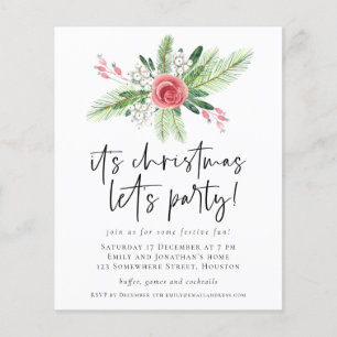 PAPPER Blommigt Berries Jul Lets Party Inbjudan Flygblad