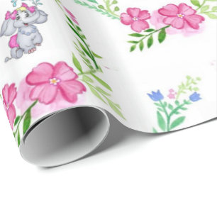 Papper Blommigt Elephant Wrapping Presentpapper