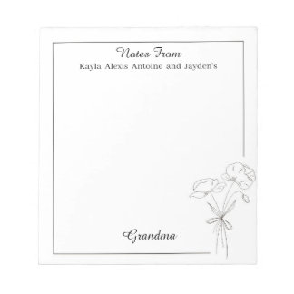 Papper Blommigt för Grandma Personlig Stationery Anteckningsblock