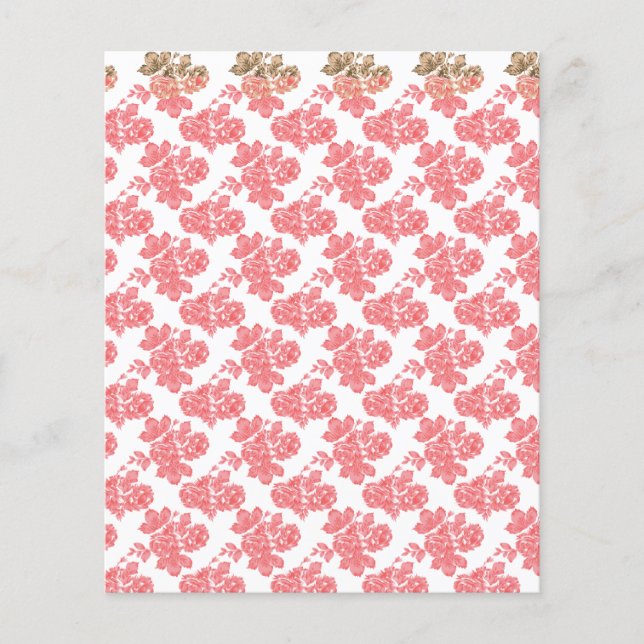 Papper blommigt med ljusröd och rosa flygblad (Framsidan)