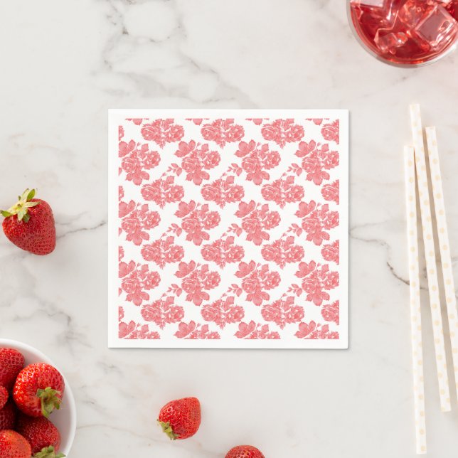 Papper blommigt med ljusröd och rosa pappersservett (Insitu)