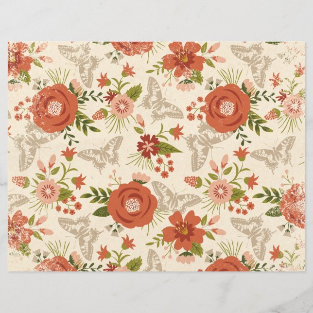 Papper Blommigt och fjärilscrapbokning (Framsida)