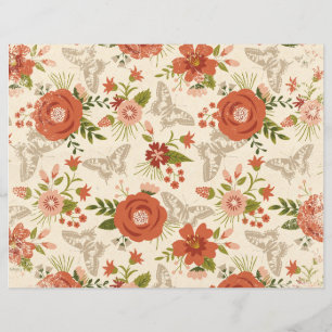Papper Blommigt och fjärilscrapbokning