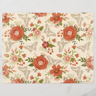 Papper Blommigt och fjärilscrapbokning