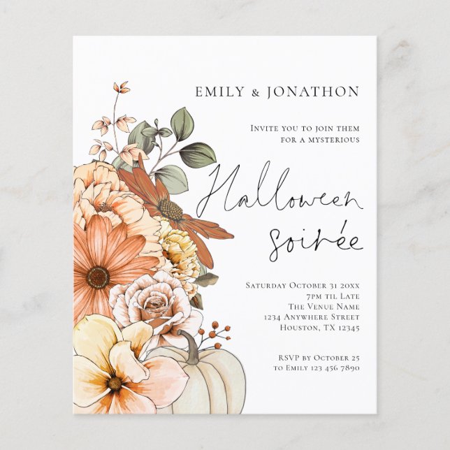 PAPPER Blommigt Pumpkin-skript Halloween fest Whit Flygblad (Framsidan)