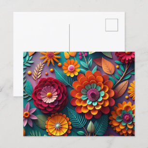 Papper blommigt vykort