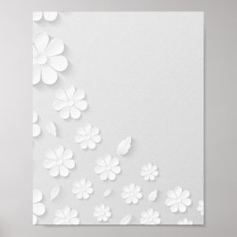 papper blomsterbakgrundsvit poster