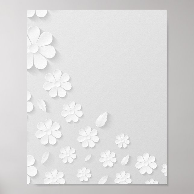 papper blomsterbakgrundsvit poster (Framsidan)