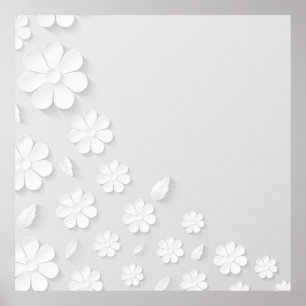 Papper blomsterbakgrundsvit poster