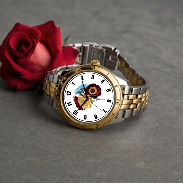 Papper blomsterBouquet med svartvitt Armbandsur (Skapare uppladdad)