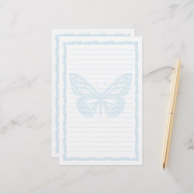Papper Blue Butterfly Stationery (Fram/Back In Situ)