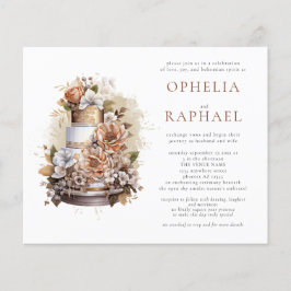 PAPPER Boho Cake Blommigts Bohemian Bröllop Bjud B Flygblad