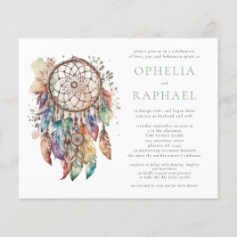 PAPPER Boho Colorful Dreamcatcher Bröllop Sage Flygblad