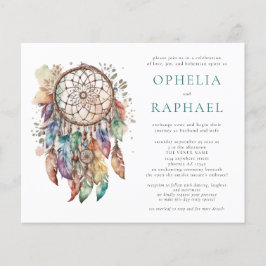 PAPPER Boho Colorful Dreamcatcher Bröllop Teal Flygblad