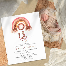 PAPPER | Boho Cute Lejon Rainbow Birth Notice Flygblad