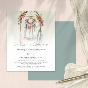 PAPPER Boho Vintage Clothes Script Baby Shower Flygblad