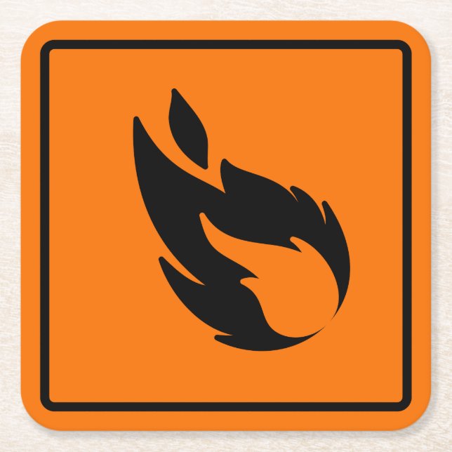 Papper brandskylt Underlägg Kvadrat (Framsidan)