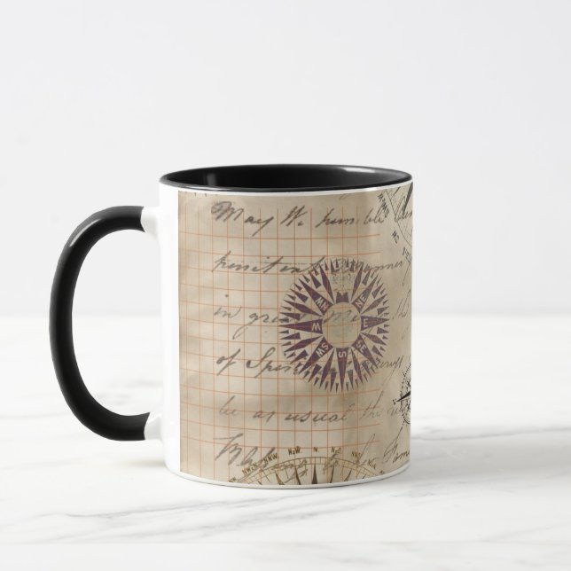 Papper Brev Antique för Compass Hand Mugg (Vänster)