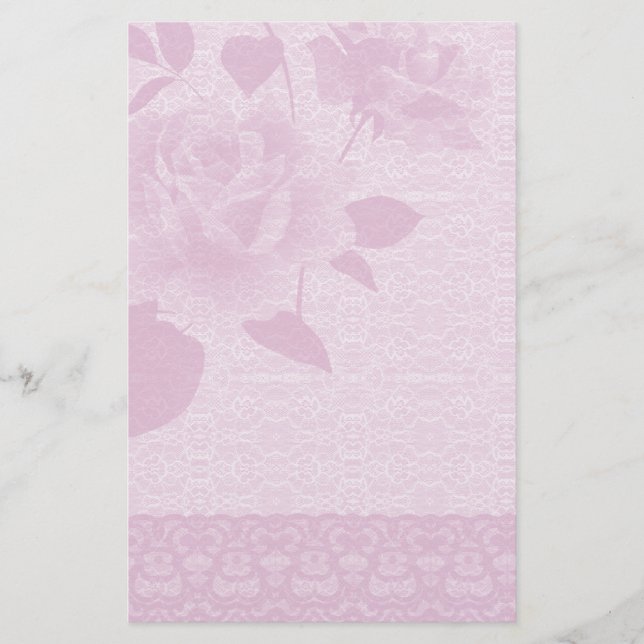Papper brevpapper för rosa ros och för snöre (Framsida)