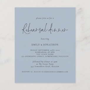 PAPPER Bröllop Rehearsal Dinner Dusty Blue Inbju Flygblad