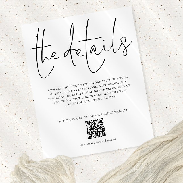 PAPPER Bröllopsdetaljer QR-kod skript Bilaga Flygblad (Skapare uppladdad)