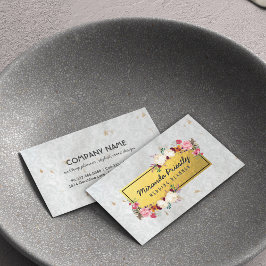 Papper Bröllopsfixaren av Vita Guld Damask-handgjo Visitkort