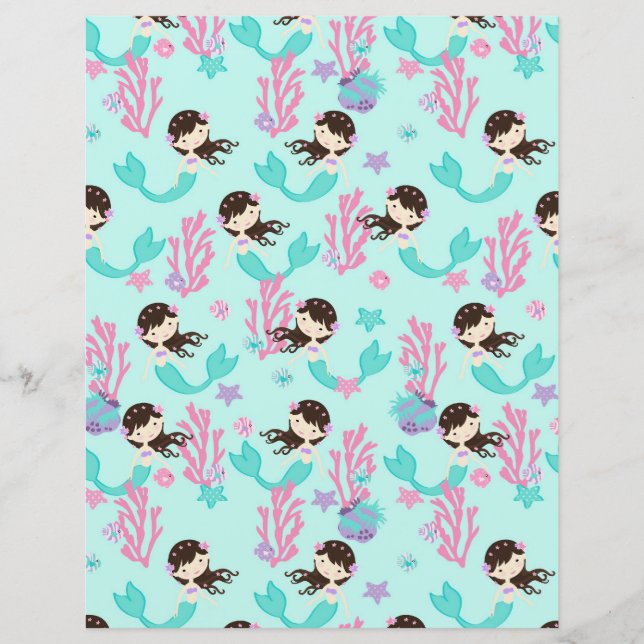 Papper Brunet 1 med dubbelsidig Sjöjungfru (Framsida)