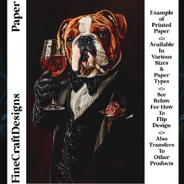 Papper Bulldog i Tuxedo & Bow Tie & Vin CR8 Craft