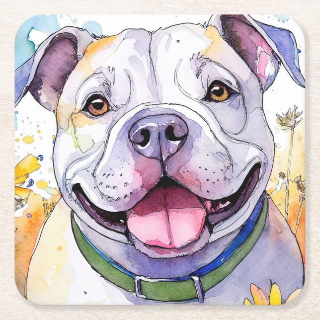 Papper bulldog-Underlägg Underlägg Papper Kvadrat (Framsidan)