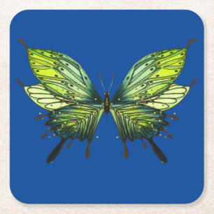 Papper Butterfly-Underlägg i Blue & Grönt Underlägg Papper Kvadrat