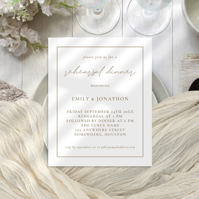 PAPPER Champagne guld Rehearsal Dinner Inbjudan Flygblad (Value paper invitation)