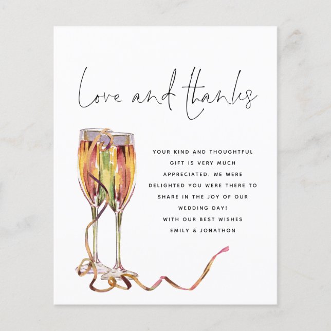 PAPPER Champagne-skript Foto Bröllop Tack Flygblad (Framsidan)