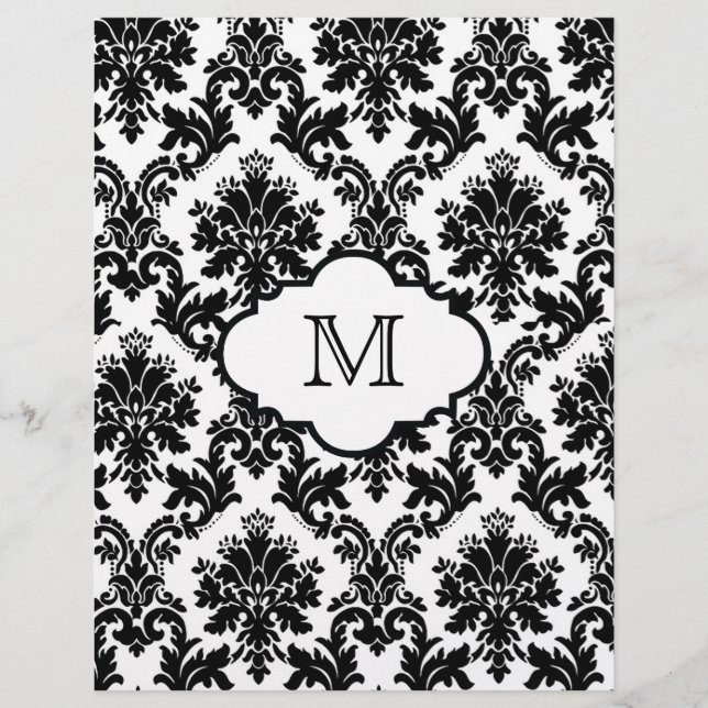 Papper chic Svartvit monogram-skrapbok (Framsida)