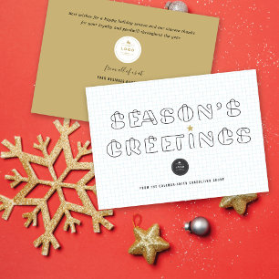 Papper Clips Season's Greetings Blue Grid Business Julkort
