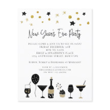 PAPPER | Cocktails Guld Black Nyårsafton Inbjudan