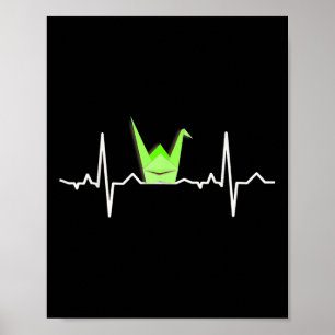 Papper Crane Origami, pulsslag Ecg Pulse Shirt Poster