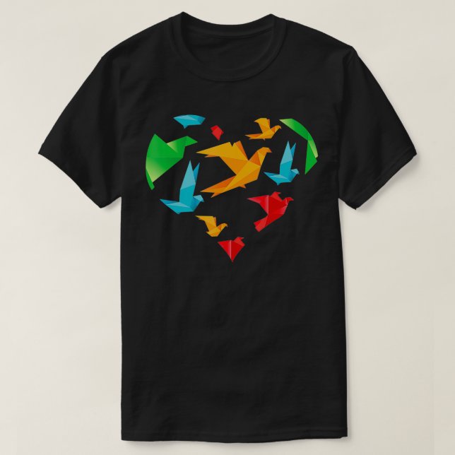 Papper Cranes Heart Papper Folding Japansk Artist  T Shirt (Design framsida)