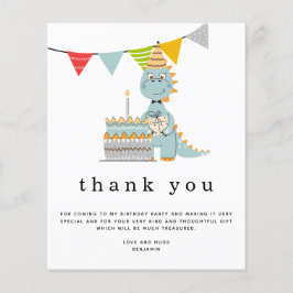 PAPPER | Cute Dinosaur Cake Barns födelsedag Tack Flygblad