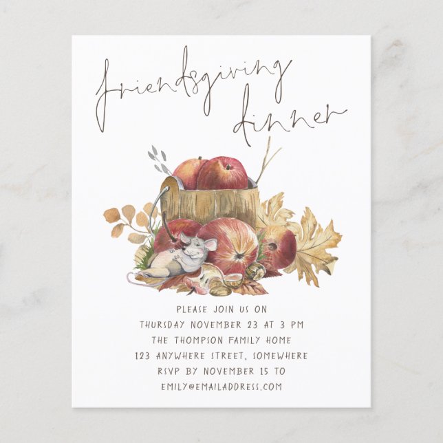 PAPPER | Cute Mouse Friendsgiving Inbjudan Flygblad (Framsidan)