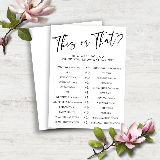 PAPPER den här eller den som känner till bildspele (PAPER This or That Who Knows the Bride Shower Game)