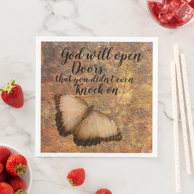 Papper Dinner Napkin Gud Öppnar Religiösan Dörrar Pappersservett (Insitu)