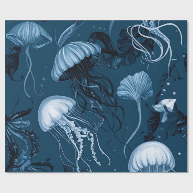 Papper djuphavsfiske efter maneter presentpapper (Platt)