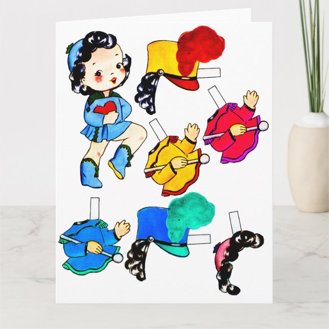 Papper docka för skolband i hälsning kort (Framsida)