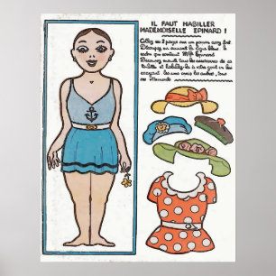 Papper doll, Woman Beach, Frankrike Poster