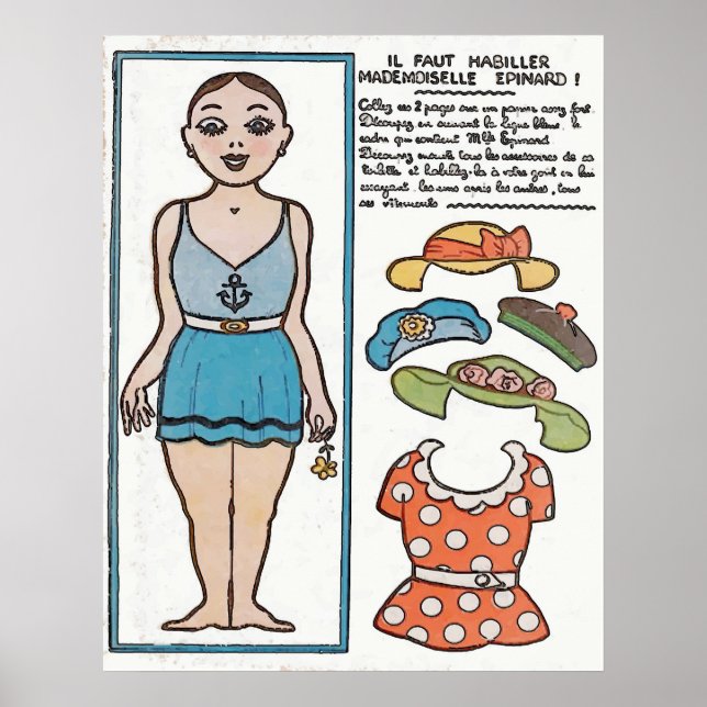 Papper doll, Woman Beach, Frankrike Poster (Framsidan)
