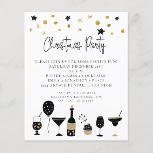PAPPER Drinks Black Guld jul Party Inbjudan Flygblad