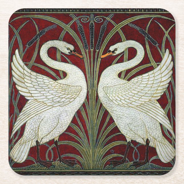 Papper dryck på kartong underlägg art nouveau stil kvadrat (Framsidan)