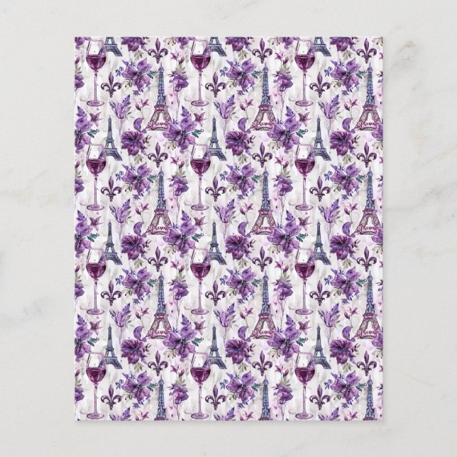 Papper Eiffel Torn & Vin Watercolor Scrapbook (Framsida)