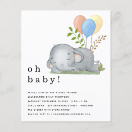 PAPPER elefant Blue Boy Baby Shower Inbjudan Flygblad