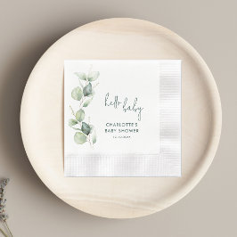 Papper elegant Eucalyptus Script Baby Shower Pappersservett